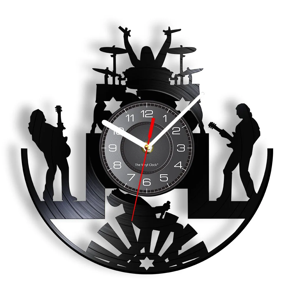 Rock Band Music Group Wall Clock Rock Band Drummer Heavy Metal Group Guitarist Performance Stage Show Vinyl Record Wall Clock
Rock Band Music Group Wall Clock Rock Band Drummer Heavy Metal Group Guitarist Performance Stage Show Vinyl Record Wall Clock