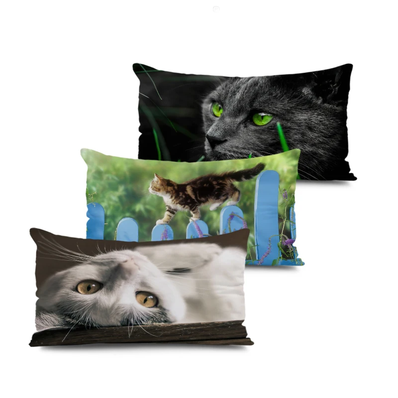 

Экологичный персонализированный Чехол для подушки на сиденье, милый белый чехол для подушки с изображением котов разных пород 30 х50 см, барх...