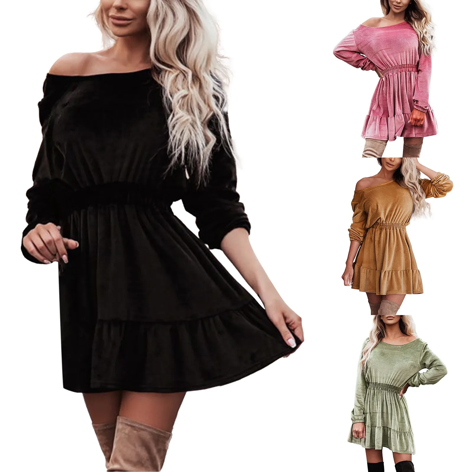 Womens Velvet O Neck Solid Color Long Sleeve Ruffles Casual Mini Dress Womens Maternity Maxi Dress
Womens Velvet O Neck Solid Color Long Sleeve Ruffles Casual Mini Dress Womens Maternity Maxi Dress
