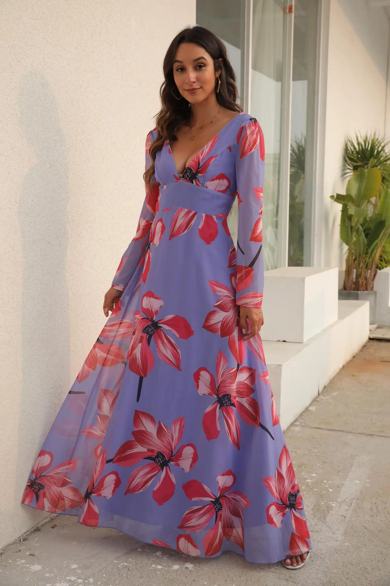 Женское шифоновое платье с цветочным принтом, повседневное Плиссированное офисное платье с длинным рукавом и глубоким V-образным вырезом, о...
Женское шифоновое платье с цветочным принтом, повседневное Плиссированное офисное платье с длинным рукавом и глубоким V-образным вырезом, о...