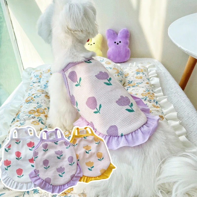 Puppy Sling Clothes Spring Summer Tulip printing Dress Thin Dog Vest Two-legged Breathable Pullover Pet Teddy Yorkshire Clothes
Puppy Sling Clothes Spring Summer Tulip printing Dress Thin Dog Vest Two-legged Breathable Pullover Pet Teddy Yorkshire Clothes