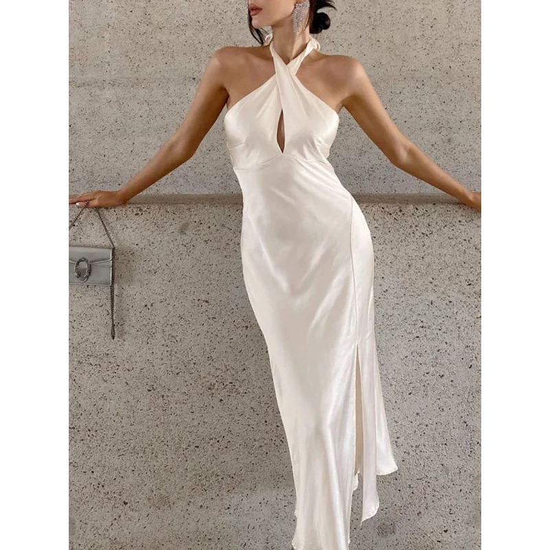Fashionable French Open Back Evening Dress Women's Summer Sexy Slim Fit Split Long Dress Party Evening Dress
Fashionable French Open Back Evening Dress Women's Summer Sexy Slim Fit Split Long Dress Party Evening Dress