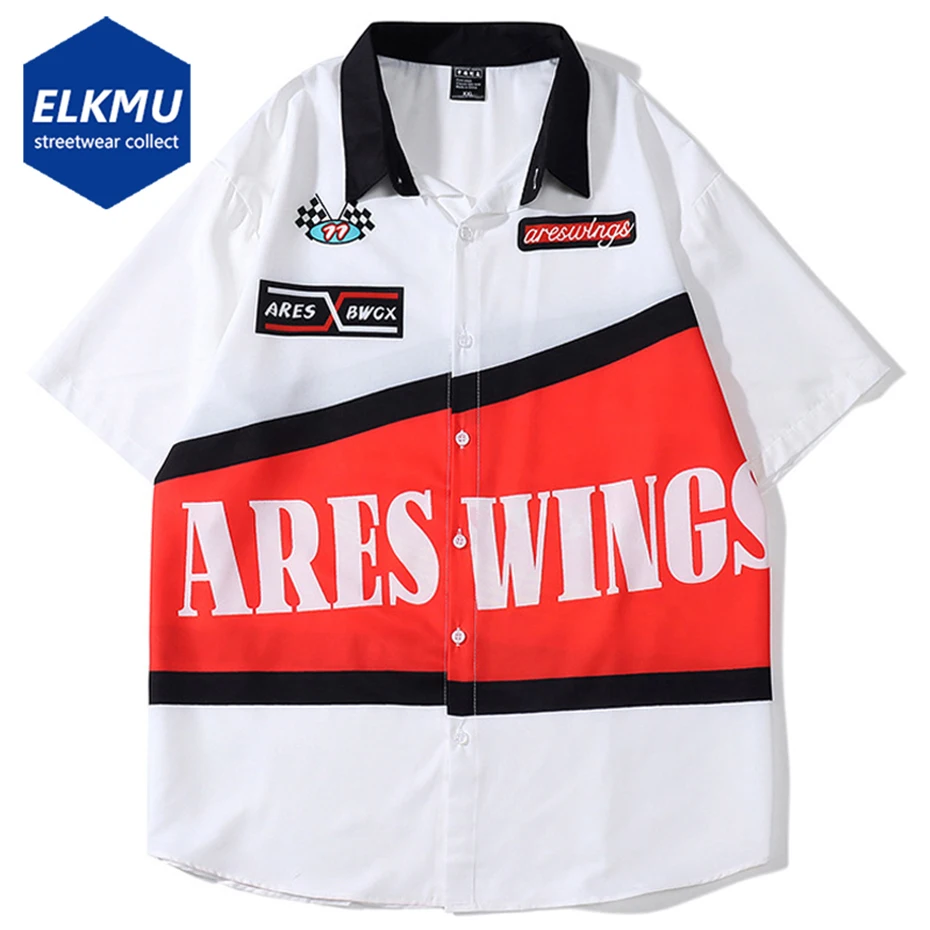 Racing Shirts Men Oversized Harajuku Loose Short Sleeve Button Up Blouse Streetwear Hip Hop Man Shirts Summer Tops
Racing Shirts Men Oversized Harajuku Loose Short Sleeve Button Up Blouse Streetwear Hip Hop Man Shirts Summer Tops