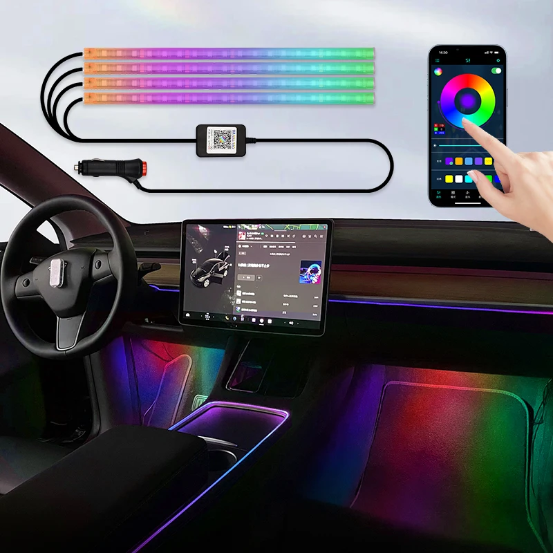48 LED Car Interior Ambient Foot Light with USB Wireless Remote Music App Control Auto RGB Atmosphere Decorative Lamps
48 LED Car Interior Ambient Foot Light with USB Wireless Remote Music App Control Auto RGB Atmosphere Decorative Lamps