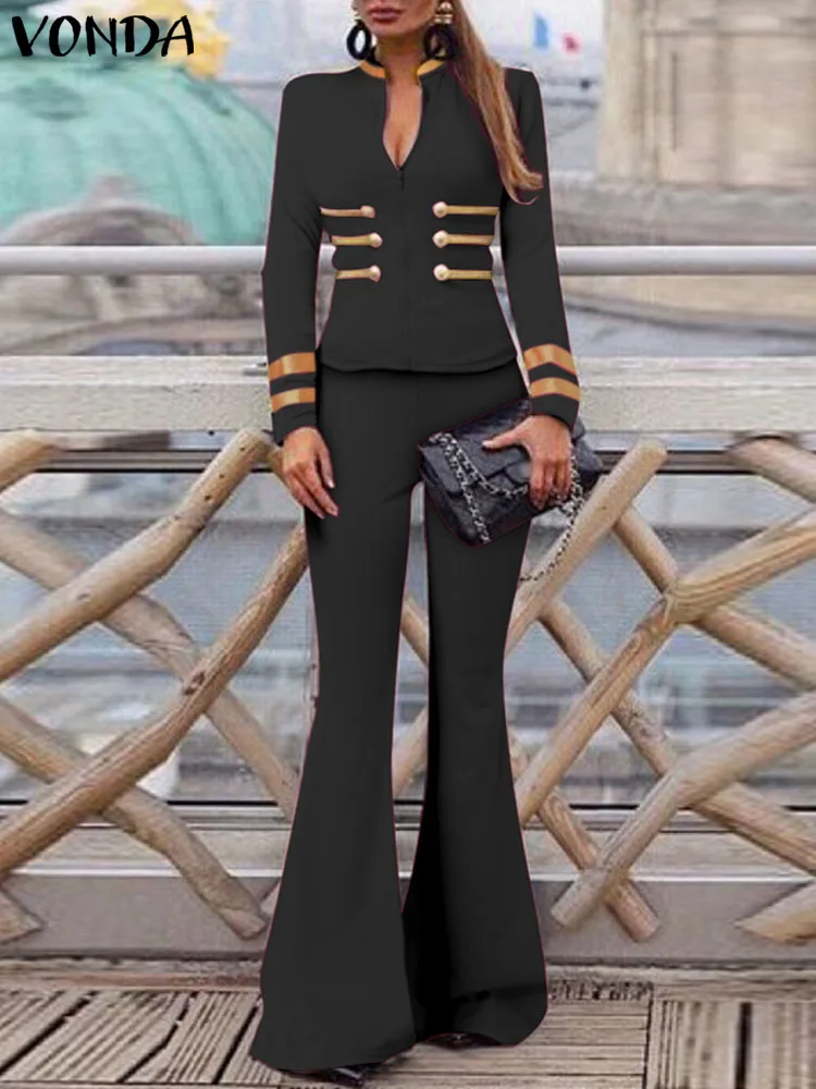 VONDA Women Fashion Pant Sets 2023 Autumn Long Sleeve Stand Collar Tops Flared Pants Elegant Patchwork Zipper 2pcs Matching Sets
VONDA Women Fashion Pant Sets 2023 Autumn Long Sleeve Stand Collar Tops Flared Pants Elegant Patchwork Zipper 2pcs Matching Sets