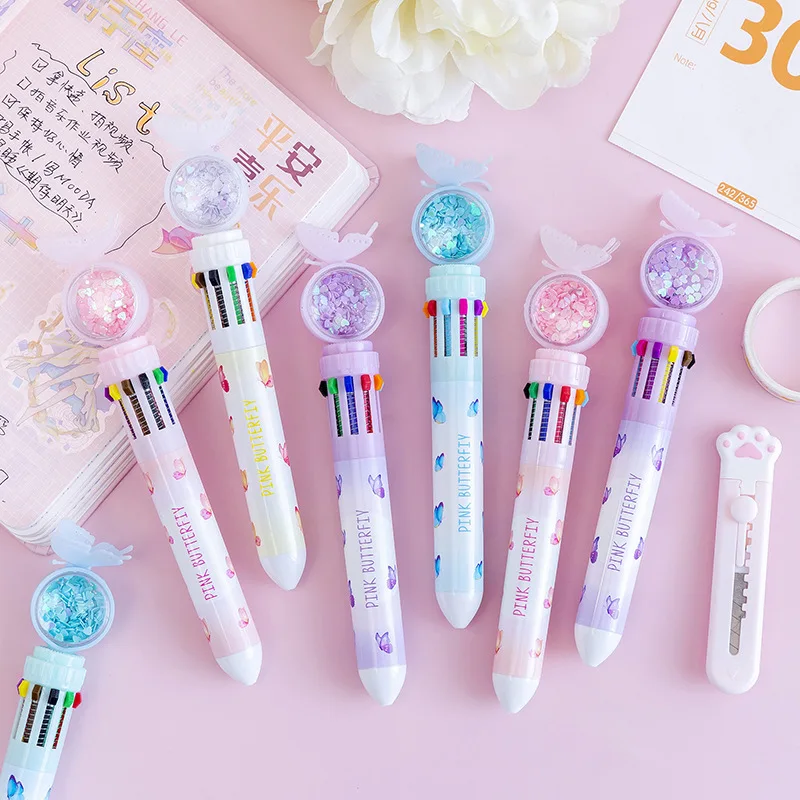 

4Pcs Cute Butterfly Ten Color Ballpoint Pen Treat Kids Birthday Party Favors Wedding Bridesmaid Guest Gift Girl Pinata Giveaway