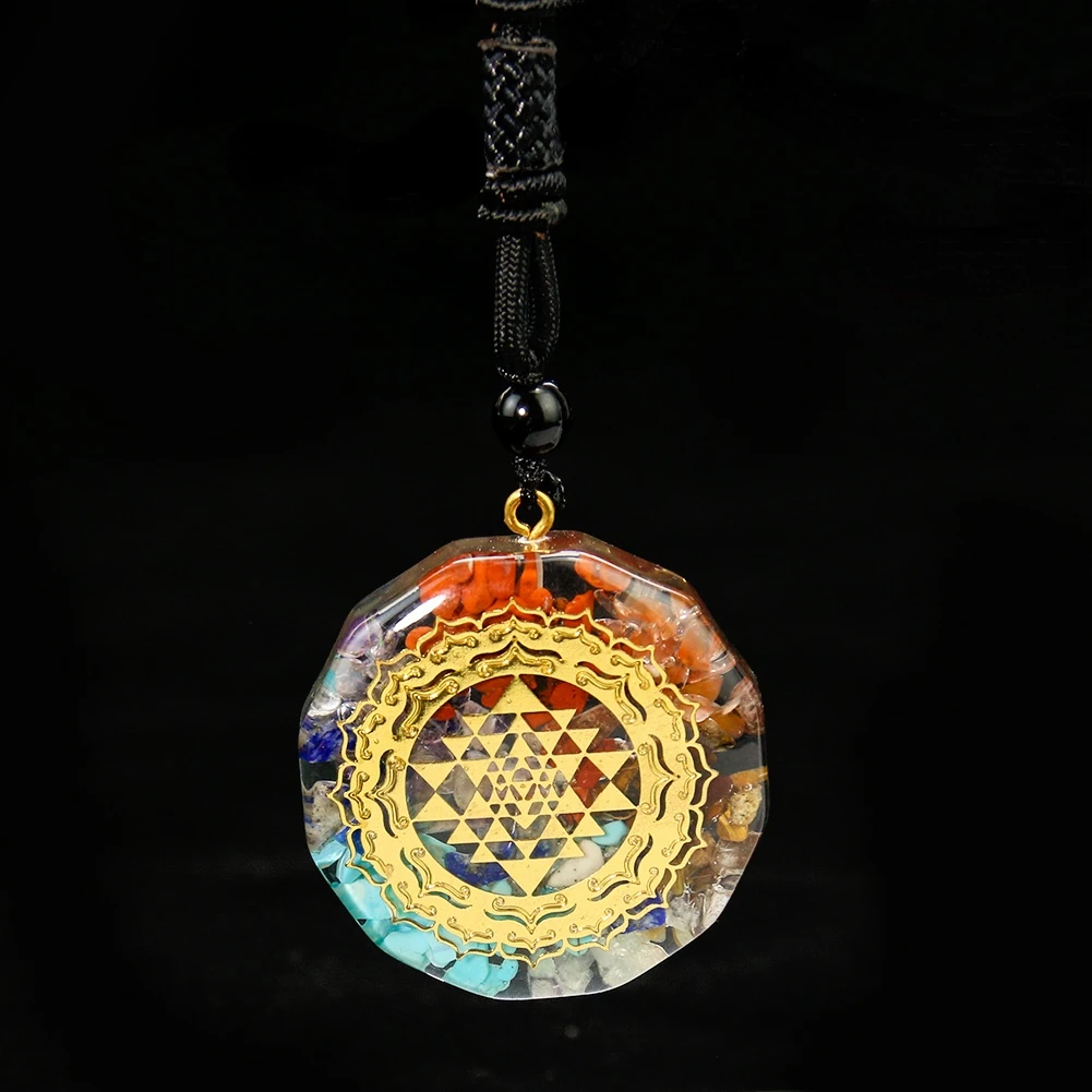 

Chakra Orgonite Pendant Necklace Sacred Geometry Energy Healing Crystal Reiki EMF Protect Amulet Orgone Yoga Meditation Jewelry