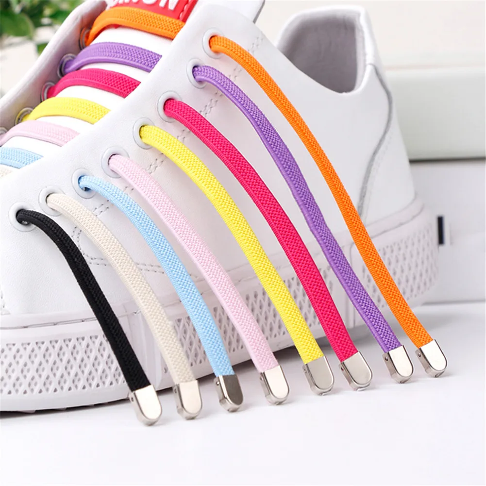 

Elastic Laces Sneakers No Tie Shoe Laces 8mm Bold Elastic Shoelaces Without Ties Kids Adult Flat Shoelace Rubber Bands For Shoes