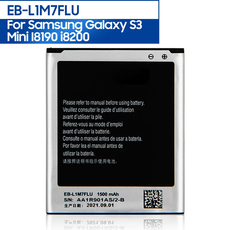 

Replacement Battery EB-L1M7FLU For Samsung Galaxy S3Mini S3 Mini I8190 I8190N i8200 Replacement Phone Battery 1500mAh