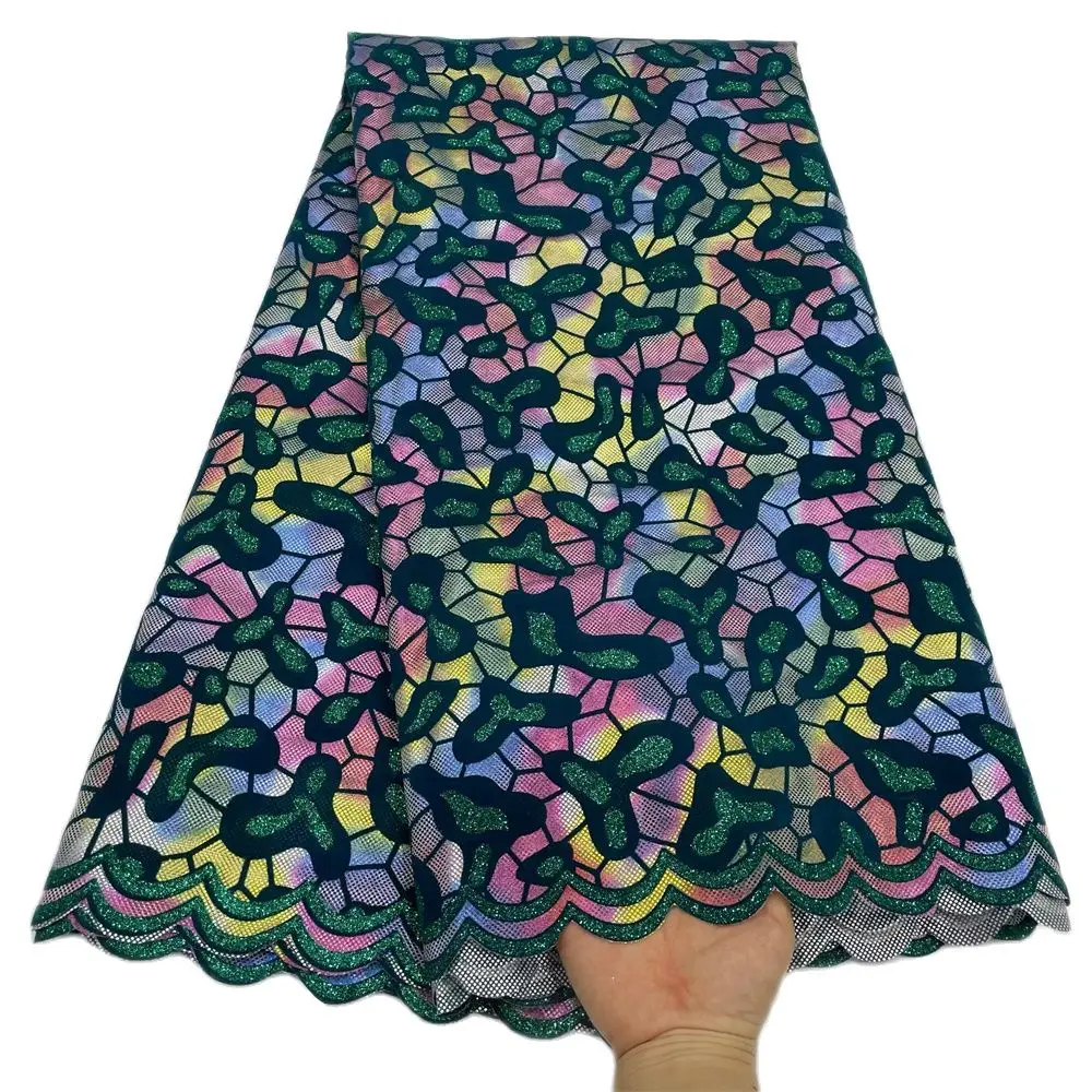 Newest Design Green African Flocking Tulle Lace Fabric 5 Yards French Fabric For Women Wedding Dresses
Newest Design Green African Flocking Tulle Lace Fabric 5 Yards French Fabric For Women Wedding Dresses