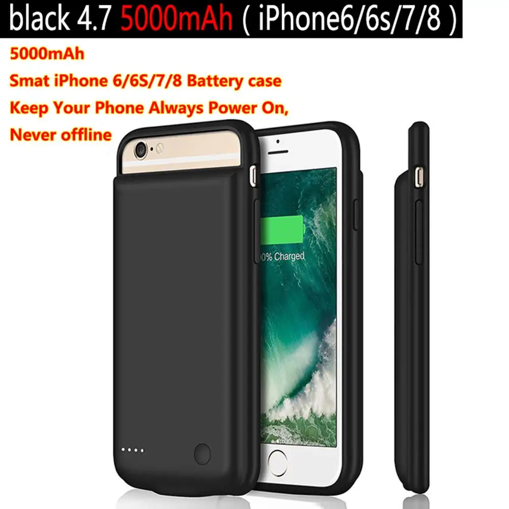 5000mAh Battery Case for iPhone 6 s 6s 7 8 Power Bank Charing Case Charger Case Cover Ultra Slim External Back Pack
5000mAh Battery Case for iPhone 6 s 6s 7 8 Power Bank Charing Case Charger Case Cover Ultra Slim External Back Pack