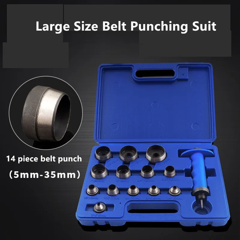 14 Piece Belt Punching Set, Large Size Belt Puncher,Large Size Interchangeable 5mm-35mm Leather Punching Tool
14 Piece Belt Punching Set, Large Size Belt Puncher,Large Size Interchangeable 5mm-35mm Leather Punching Tool