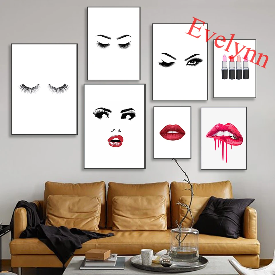 Fashion Ladies Perfect Eyebrow Lashes & Red Lips Makeup Lipstick Print Posters Wall Art Modern Home Beauty Salon Deco Painting
Fashion Ladies Perfect Eyebrow Lashes & Red Lips Makeup Lipstick Print Posters Wall Art Modern Home Beauty Salon Deco Painting