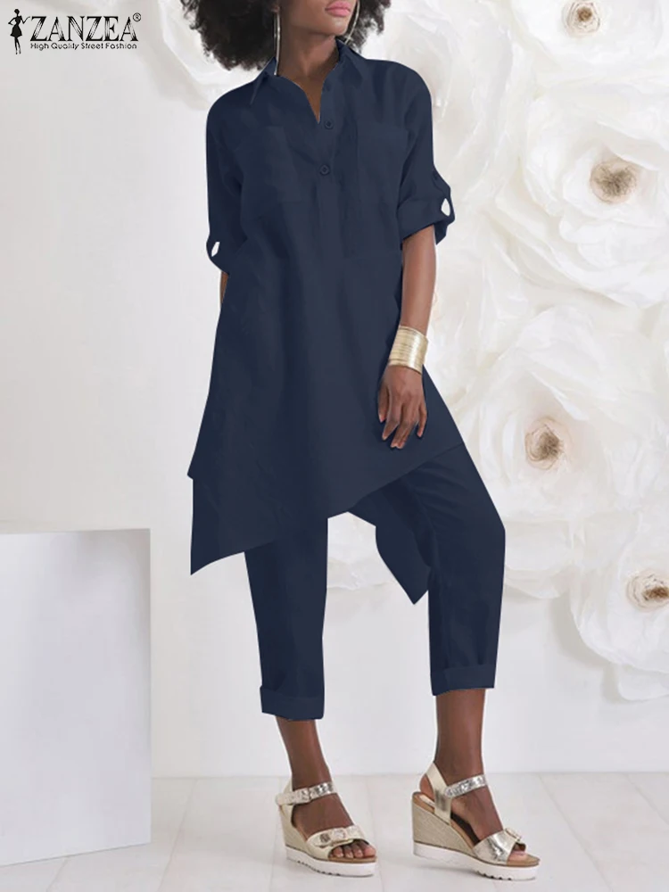 Summer Long Sleeve Tops Pants Sets ZANZEA Women Holiday Beach Solid Suits Loose Casual 2PCS Sets Fashion Matching Sets Oversized
Summer Long Sleeve Tops Pants Sets ZANZEA Women Holiday Beach Solid Suits Loose Casual 2PCS Sets Fashion Matching Sets Oversized