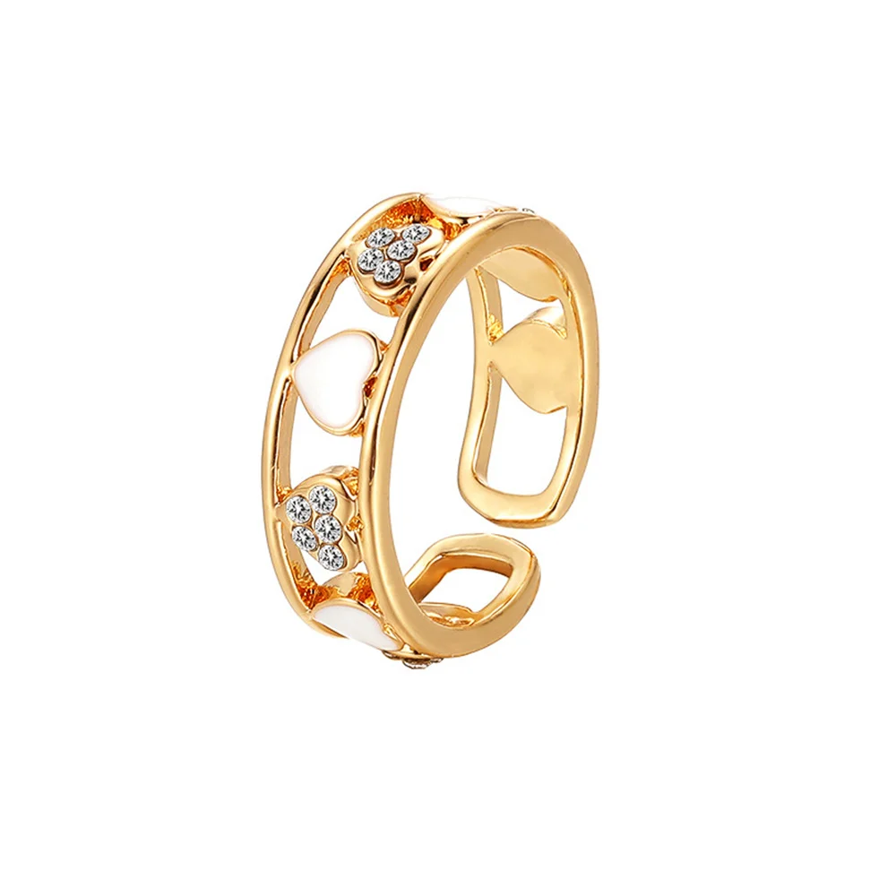 Korean Fashion Women Gold Ring Niche Female Rhinestone Heart-Shaped Design Jewellery Luxury Hollow Adjustable Open Ring Alloy
Korean Fashion Women Gold Ring Niche Female Rhinestone Heart-Shaped Design Jewellery Luxury Hollow Adjustable Open Ring Alloy