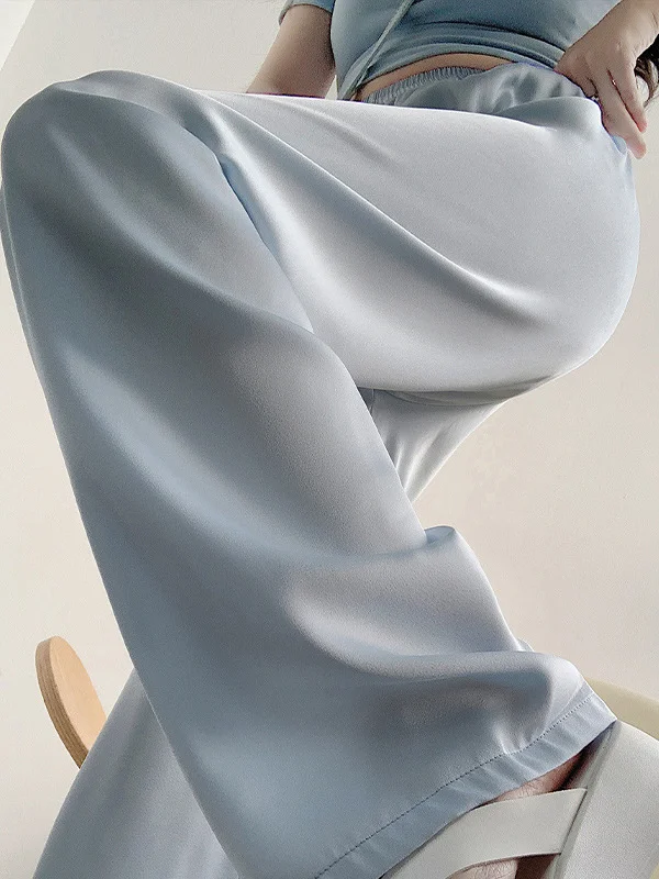 New Satin Ice Slik Pants for Women 2023 Summer Loose Thin Slim Wide Leg Trousers Elegant Straight Pants Full-length Baggy Slacks
New Satin Ice Slik Pants for Women 2023 Summer Loose Thin Slim Wide Leg Trousers Elegant Straight Pants Full-length Baggy Slacks