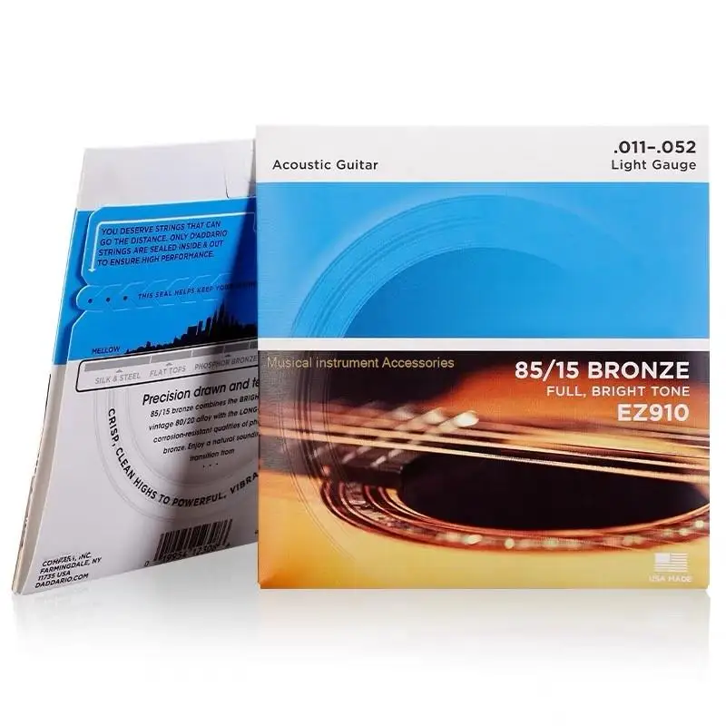 Музыкальные аксессуары EZ910 11-52, струны для акустической гитары, подходят для 6 струн насыщенного и яркого звука, лучший выбор для любителей музыки 
Музыкальные аксессуары EZ910 11-52, струны для акустической гитары, подходят для 6 струн насыщенного и яркого звука, лучший выбор для любителей музыки