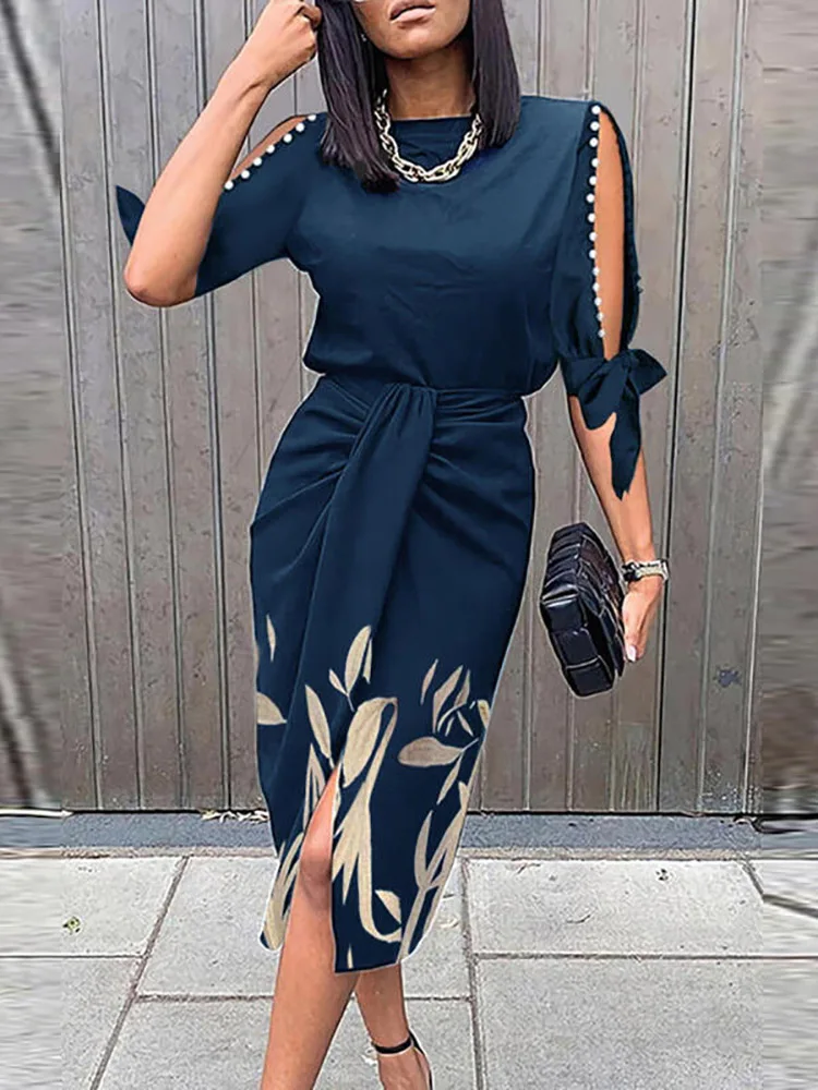 Vintage Print Elegant Women Folds Slim Dress Casual Hollow Out Patchwork Half Sleeve Dress Female Summer Round Neck Party Dress
Vintage Print Elegant Women Folds Slim Dress Casual Hollow Out Patchwork Half Sleeve Dress Female Summer Round Neck Party Dress