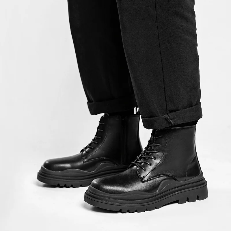 Mens Boots British High-top Shoes Ankle Boots Leather Motorcycle Boots Black Platform Boots Non-slip Cowboy Boots Men Shoes
Mens Boots British High-top Shoes Ankle Boots Leather Motorcycle Boots Black Platform Boots Non-slip Cowboy Boots Men Shoes