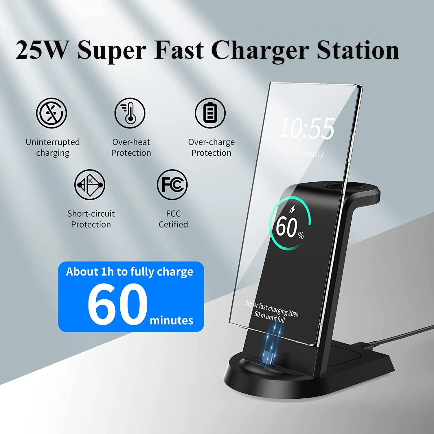 Wireless Charger 3 in 1 25W Super Fast Charging Station for Galaxy Watch 5 4 3 Active 2 Samsung Ultra S23 S22 S21 S20 Earbuds
Wireless Charger 3 in 1 25W Super Fast Charging Station for Galaxy Watch 5 4 3 Active 2 Samsung Ultra S23 S22 S21 S20 Earbuds
