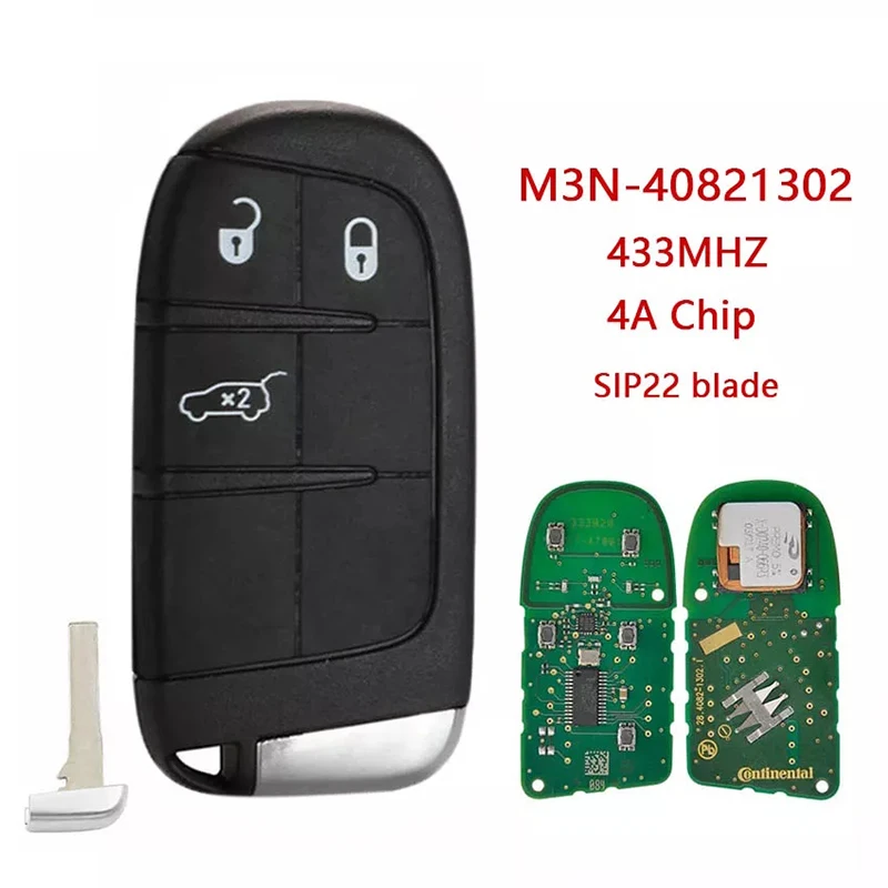 

Оригинальный подлинный 3 кнопочный смарт-ключ приближения CN017024 для Fiat 500 500L 500X 2016 + Пульты ДУ 433 МГц 4A чип SIP22