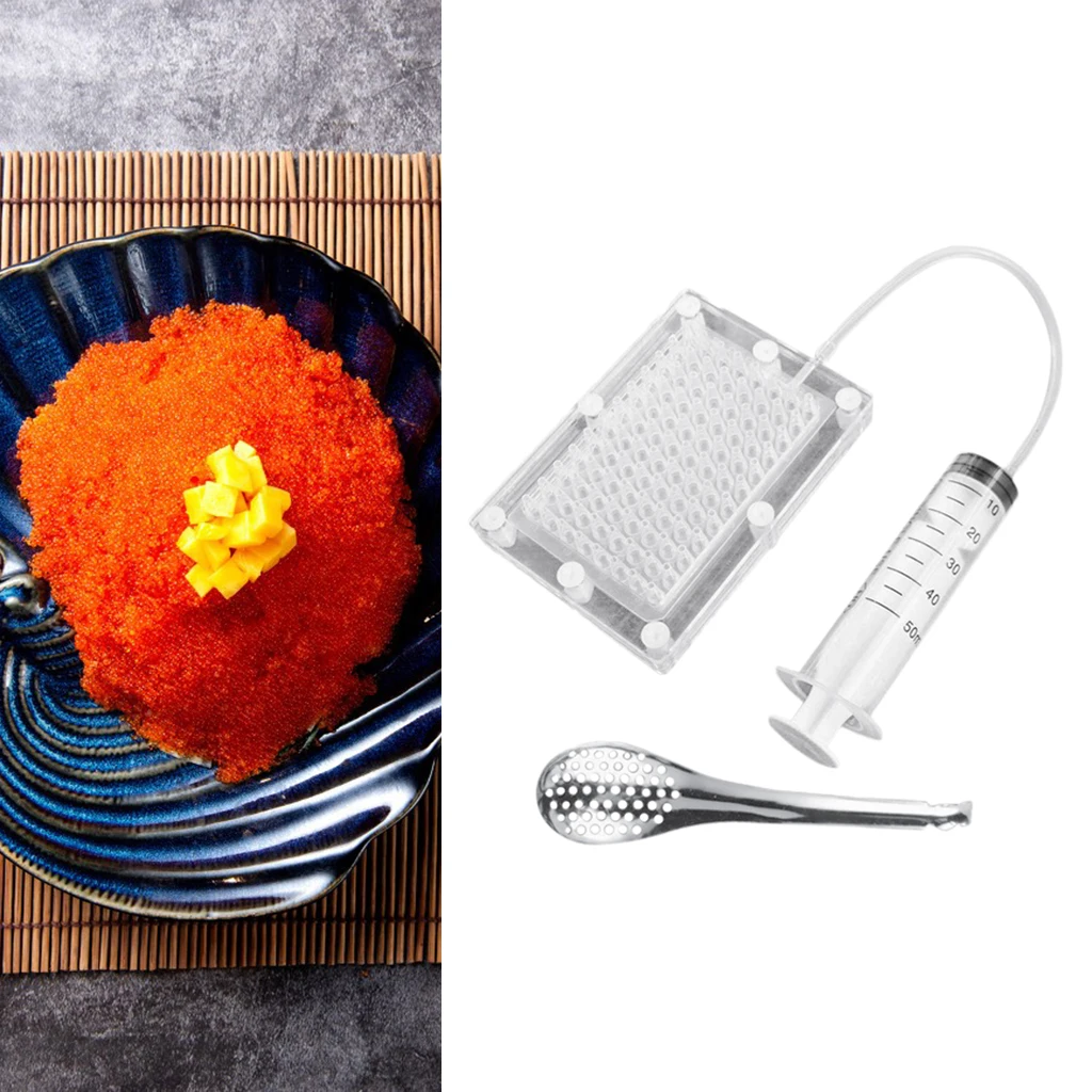 

100-Hole Gastronomy Caviar Maker Gourmet Fish Roe Sauce Strainer Caviar Filter Spherification Dropper Kit Gadgets