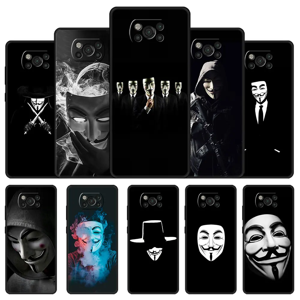 Anonymous Mask Case for Xiaomi Poco Mi 9T X3 NFC M3 Mi 10T 11 11T Lite Pro F3 MiNote10 Mi11T M3Pro M4 Black Celular Style 
Anonymous Mask Case for Xiaomi Poco Mi 9T X3 NFC M3 Mi 10T 11 11T Lite Pro F3 MiNote10 Mi11T M3Pro M4 Black Celular Style