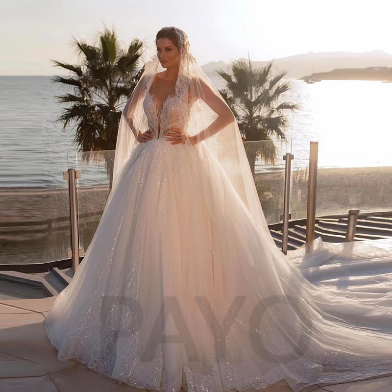 Vintage Wedding Dress Exquisite Appliques Sleeveless Crystal O-Neck Beach Princess Glitter Gown Vestido De Novia For Women
Vintage Wedding Dress Exquisite Appliques Sleeveless Crystal O-Neck Beach Princess Glitter Gown Vestido De Novia For Women