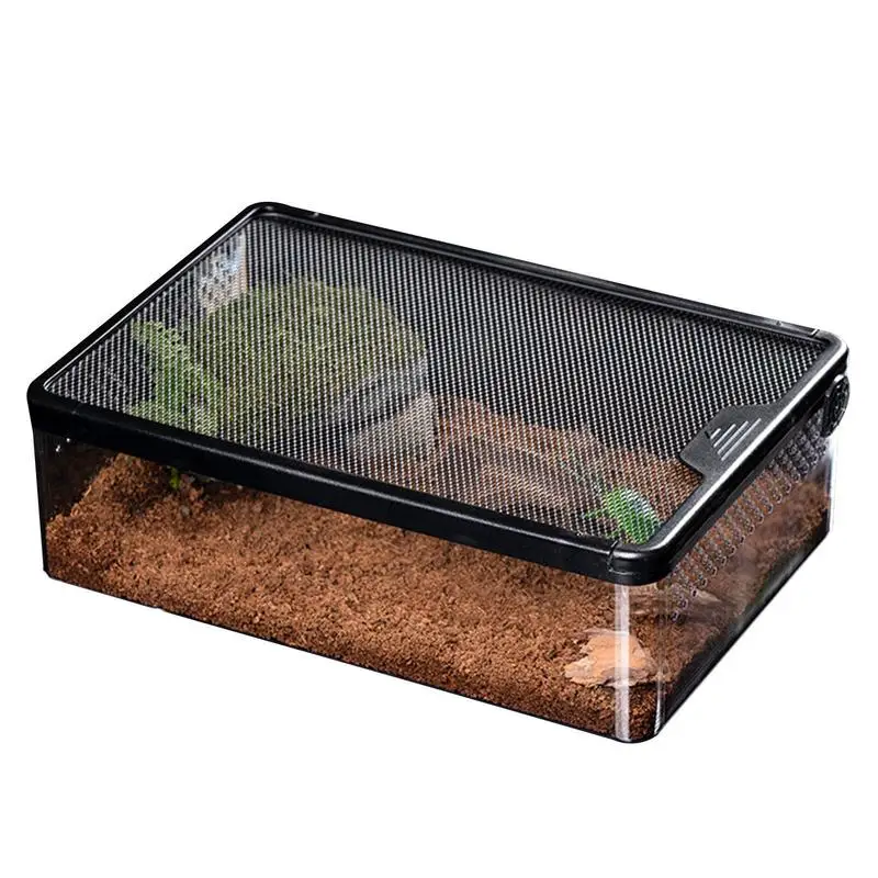 

Reptile Feeding Box Ventilated Hatching Container Transparent Reptile Terrarium Breathable Anti Escape Cage Safe Pet House