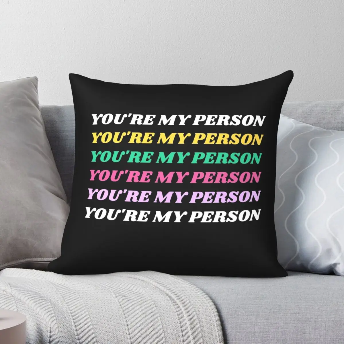 

Youre My Person Greys Quote Square Pillowcase Polyester Linen Velvet Creative Zip Decor Sofa Cushion Cover