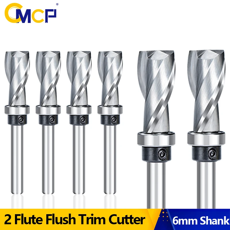 CMCP Wood Router Bit 2 Flute Flush Trim Router Bit with Bearing 6mm Shank Sloting Milling Cutter Carbide End Mill
CMCP Wood Router Bit 2 Flute Flush Trim Router Bit with Bearing 6mm Shank Sloting Milling Cutter Carbide End Mill