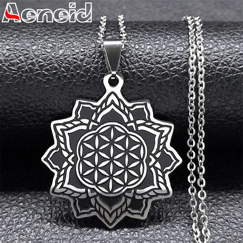 Flower Seed of Life Mandala Sacred Geometry Necklace for Women Men Silver Color Stainless Steel Necklaces Jewelry joias N7536S04
Flower Seed of Life Mandala Sacred Geometry Necklace for Women Men Silver Color Stainless Steel Necklaces Jewelry joias N7536S04