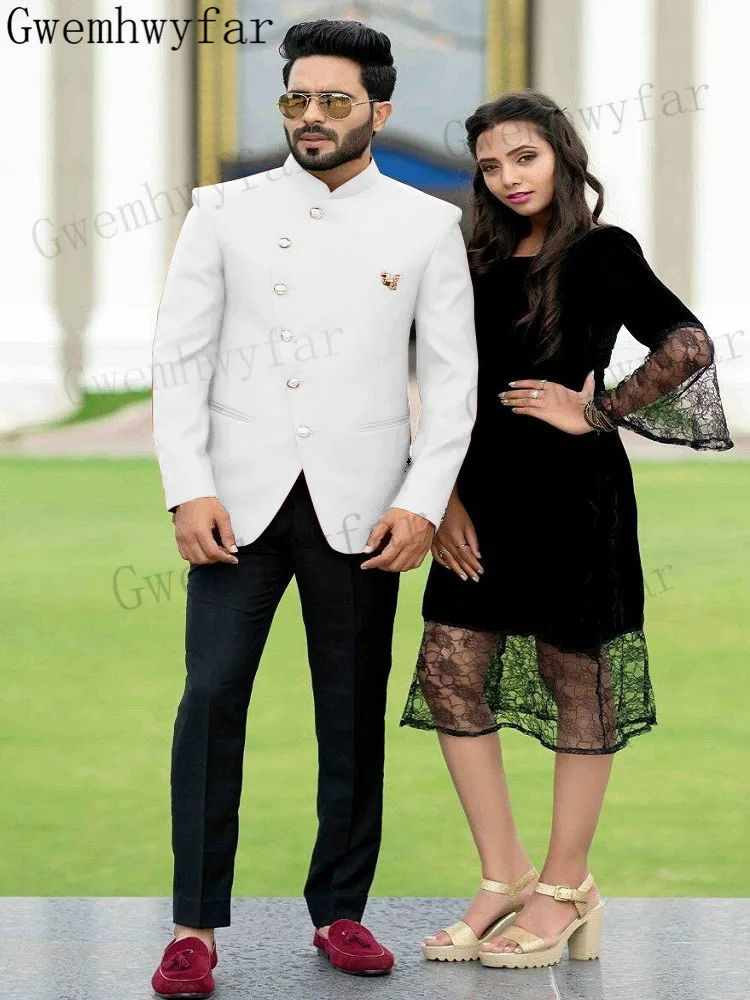 Модный Блейзер Gwenhwyfar, мужской костюм, белый пиджак с воротником-стойкой и брюки, приталенные костюмы в традиционном стиле для мужчин на весну
Модный Блейзер Gwenhwyfar, мужской костюм, белый пиджак с воротником-стойкой и брюки, приталенные костюмы в традиционном стиле для мужчин на весну