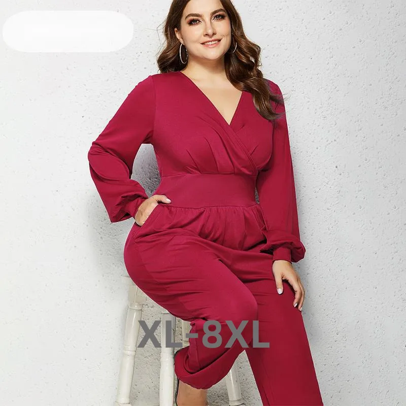 Plus Size Women Elegant Lantern Sleeve V-neck Women Jumpsuit Ruched High Waist Office Ladies Jumpsuit 3xl 4xl 5xl 6xl
Plus Size Women Elegant Lantern Sleeve V-neck Women Jumpsuit Ruched High Waist Office Ladies Jumpsuit 3xl 4xl 5xl 6xl