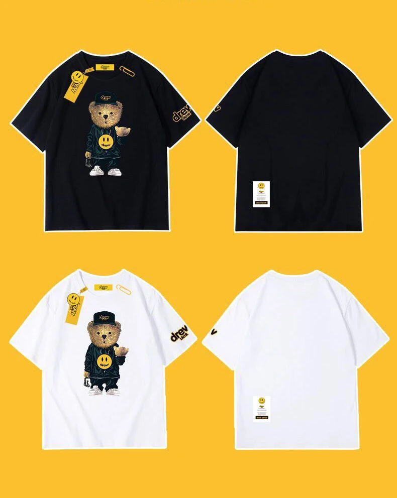 2022 drew short-sleeved 1:1 high-quality t-shirt men's tide brand Justin smiley bear couple ins super hot new summer
2022 drew short-sleeved 1:1 high-quality t-shirt men's tide brand Justin smiley bear couple ins super hot new summer