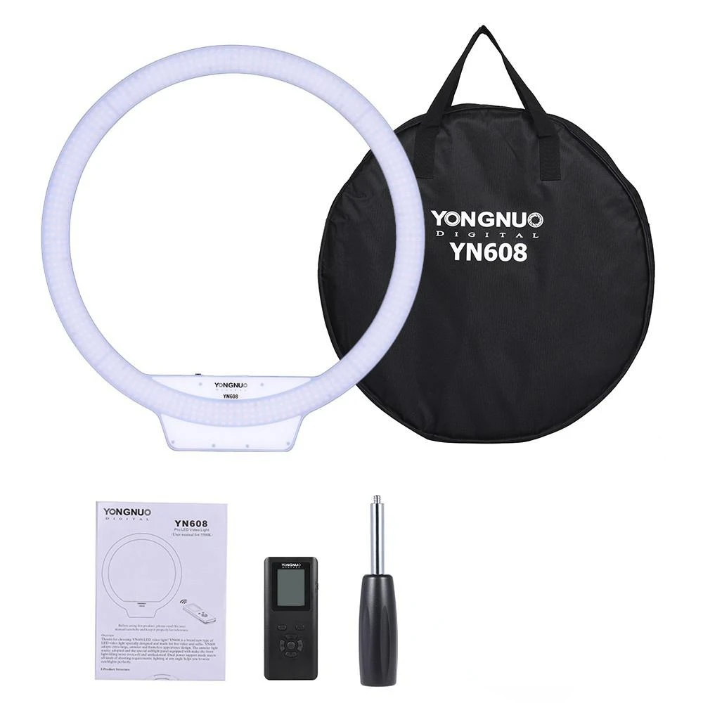 YongNuo YN608 Wireless Ring Light Remote LED Lights Video Monochrome temperature 5500K12V 5A AC Power Adapter Charger Fill Light
YongNuo YN608 Wireless Ring Light Remote LED Lights Video Monochrome temperature 5500K12V 5A AC Power Adapter Charger Fill Light