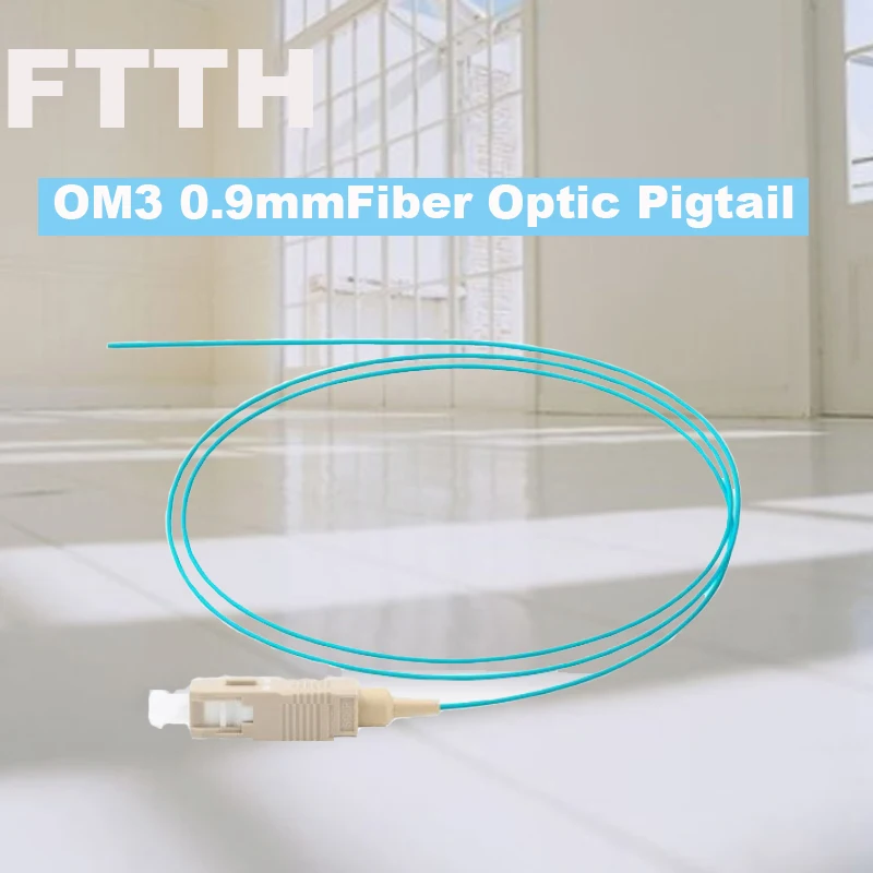 

FASO 50Pcs 1.5m SC/UPC OM3 0.9mm Multimode Aqua LSZH Jacket Fiber Optic Pigtails FTTH