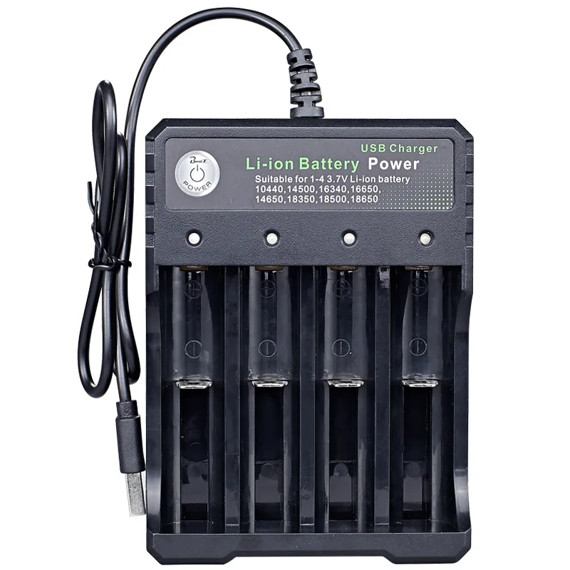 

4 Slots 18650 Charger Independent Charging 3.7V Li-ion Battery Smart Charger for 10440 14500 16340 16650 14650 18350 18500 18650