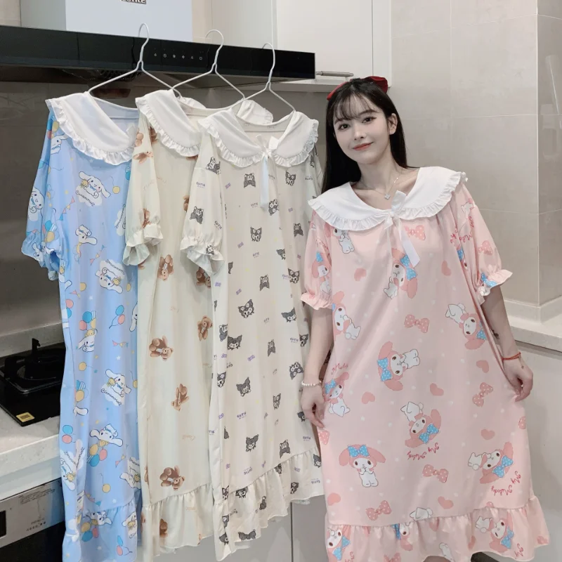 Kawaii Sanrio Nightgown Cartoon Cinnamoroll Pajamas Female Cute Kuromi Schoolgirl Casual Homewear Nightdress
Kawaii Sanrio Nightgown Cartoon Cinnamoroll Pajamas Female Cute Kuromi Schoolgirl Casual Homewear Nightdress
