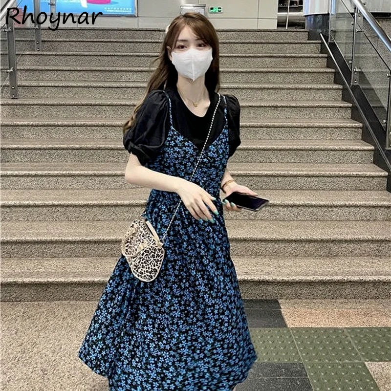 Женский комплект с пышными рукавами, элегантный комплект в Корейском стиле с милым цветочным принтом для студентов, простая модная уличная ... 
Женский комплект с пышными рукавами, элегантный комплект в Корейском стиле с милым цветочным принтом для студентов, простая модная уличная ...