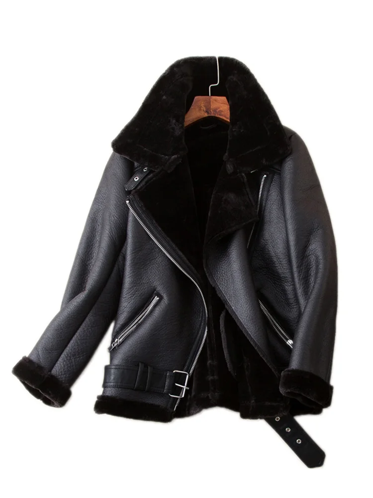 Winter Coats Women Thickness Faux Leather Fur Sheepskin Female Fur Leather Jacket Aviator Outwear Casaco Feminino Leather
Winter Coats Women Thickness Faux Leather Fur Sheepskin Female Fur Leather Jacket Aviator Outwear Casaco Feminino Leather