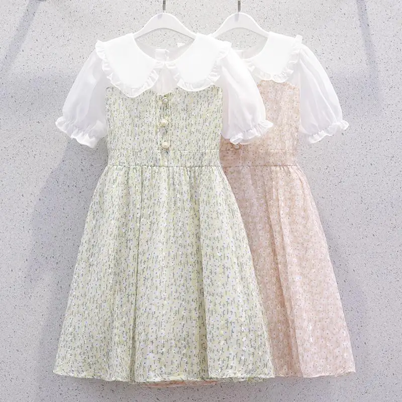 Girls Floral Dress 23 Summer Thin Fashion Doll Neck Sweet Dress Chiffon Princess Dress Children Clothes for 3-13Y
Girls Floral Dress 23 Summer Thin Fashion Doll Neck Sweet Dress Chiffon Princess Dress Children Clothes for 3-13Y