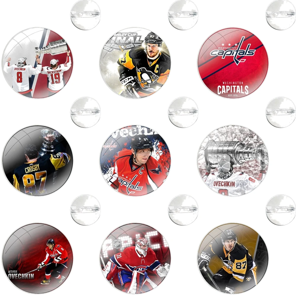 Хоккей с шайбой Alexander Ovechkin Sidney Crosby стеклянный купол броши значки булавки для