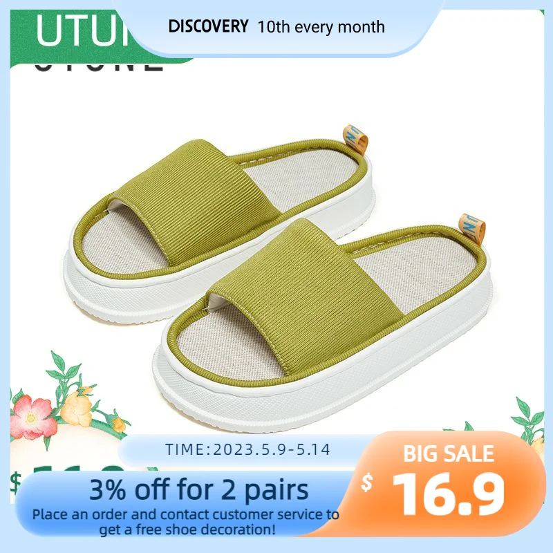 UTUNE Hemp Women's Slippers Indoor Knitted Surface Comfortable Men's Home Shoes Soft Thick Sole Slides Green Cozy Lady Slippers
UTUNE Hemp Women's Slippers Indoor Knitted Surface Comfortable Men's Home Shoes Soft Thick Sole Slides Green Cozy Lady Slippers