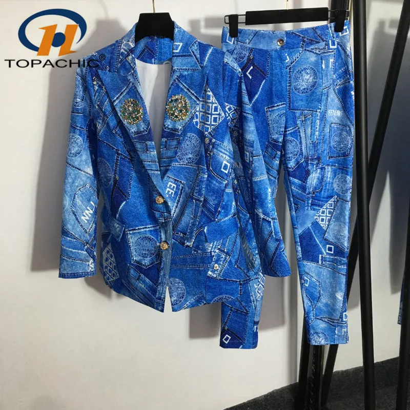 8.7 High Quality Fashion Geometric Print Diamonds Decoration Single Breasted Blazer Coat + High Waist Slim Straight Pants Set Wo
8.7 High Quality Fashion Geometric Print Diamonds Decoration Single Breasted Blazer Coat + High Waist Slim Straight Pants Set Wo