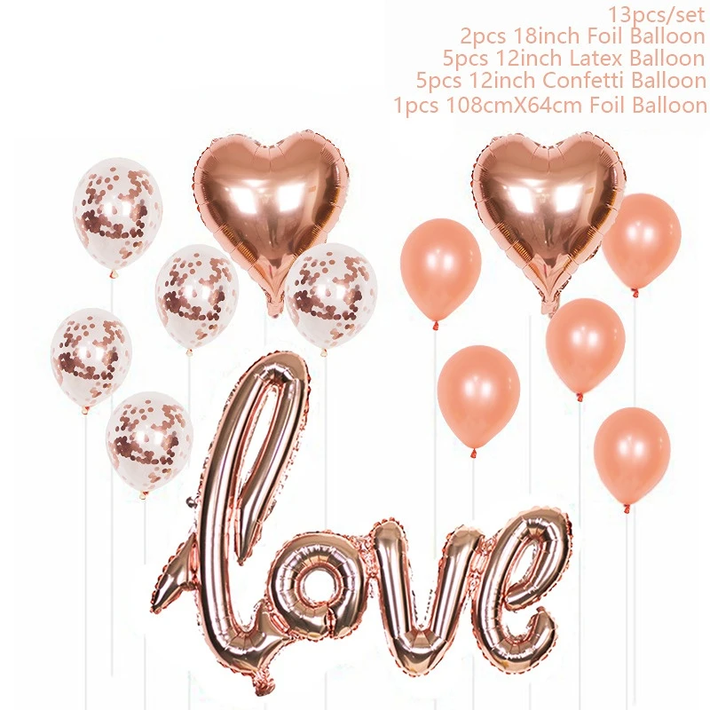 13PC/set Love Heart Foil Balloons Rose Gold Silver Latex Confetti Globos Ballons Romantic Wedding Party Valentine's Day Supplies
13PC/set Love Heart Foil Balloons Rose Gold Silver Latex Confetti Globos Ballons Romantic Wedding Party Valentine's Day Supplies