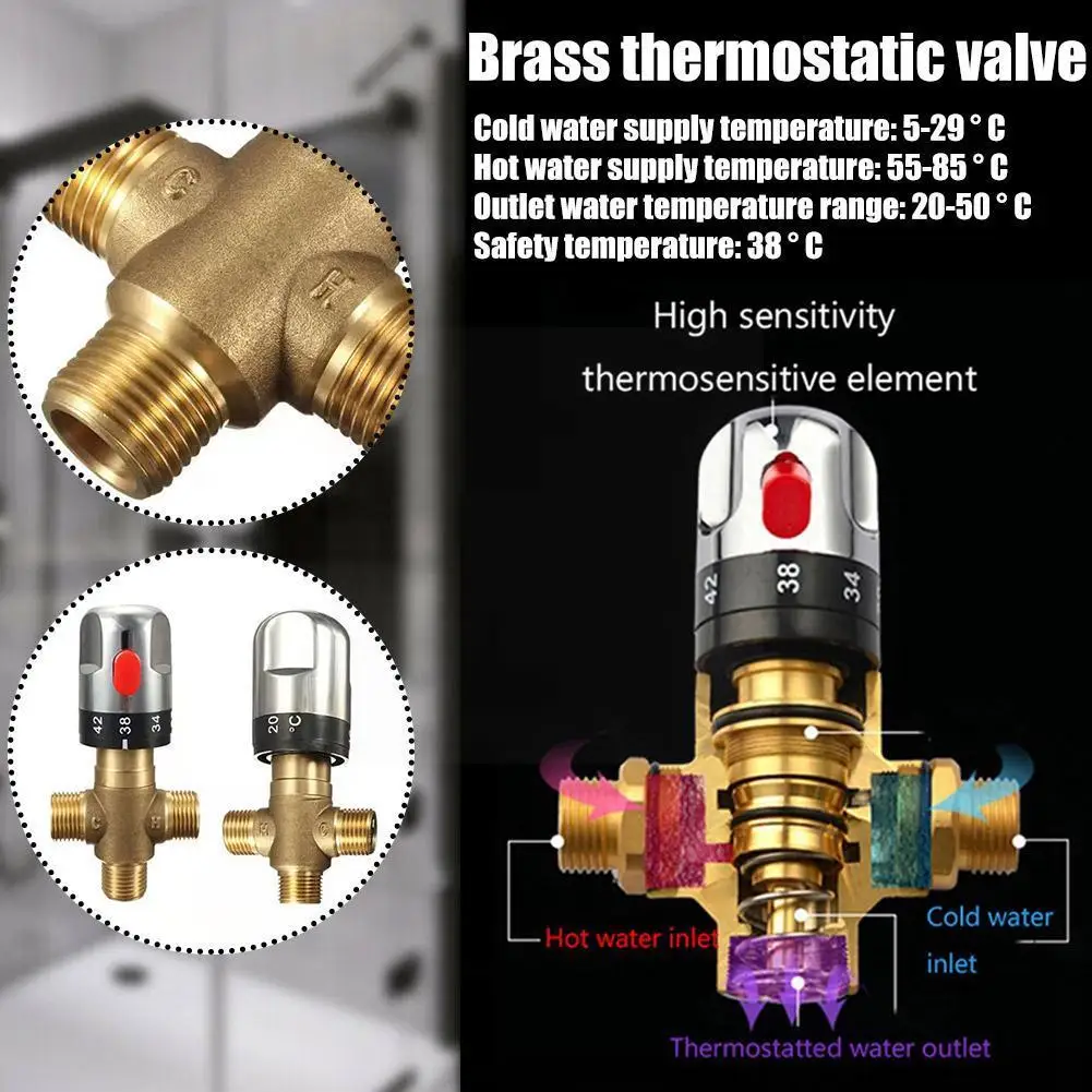 Brass Pipe Thermostat Faucet Thermostatic Mixing Valve Temperature Mixing Valve Control 3-Way Bathroom Faucet Brass Water M0Z3 
Brass Pipe Thermostat Faucet Thermostatic Mixing Valve Temperature Mixing Valve Control 3-Way Bathroom Faucet Brass Water M0Z3