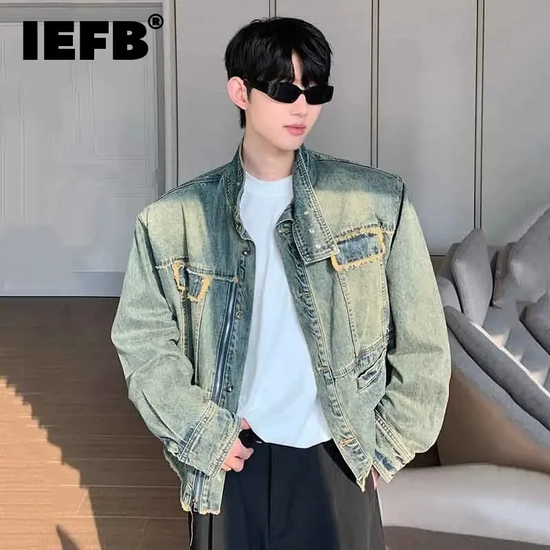 Модная мужская одежда IEFB, нишевая джинсовая куртка с потертым плечом, свободная облегающая короткая верхняя одежда с воротником-стойкой на осень и зиму 9C2978
Модная мужская одежда IEFB, нишевая джинсовая куртка с потертым плечом, свободная облегающая короткая верхняя одежда с воротником-стойкой на осень и зиму 9C2978