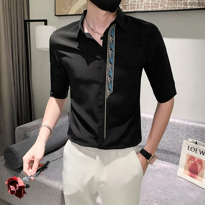 Модная мужская рубашка с вышивкой, летняя приталенная Повседневная рубашка с коротким рукавом, мужская деловая формальная рубашка, вечерни...
Модная мужская рубашка с вышивкой, летняя приталенная Повседневная рубашка с коротким рукавом, мужская деловая формальная рубашка, вечерни...
