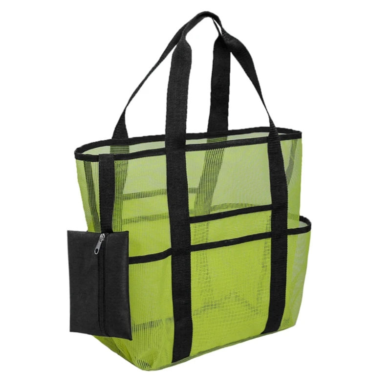

Beach Bag for Extra Large Lightweight Mesh Tote Bag Portable Foldable Carry Tote Bag with Many Pockets for Family Beach